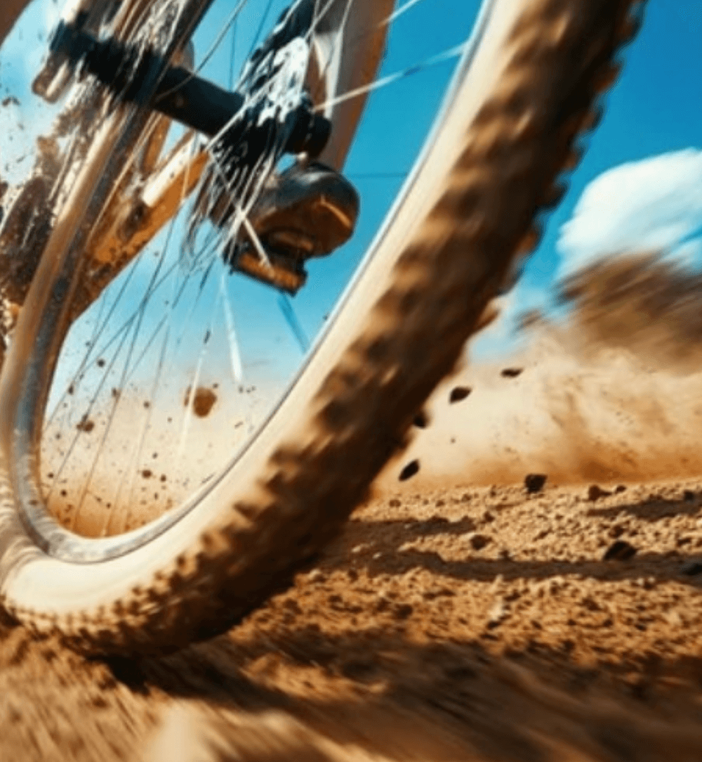 A close up of a bicycle tyre